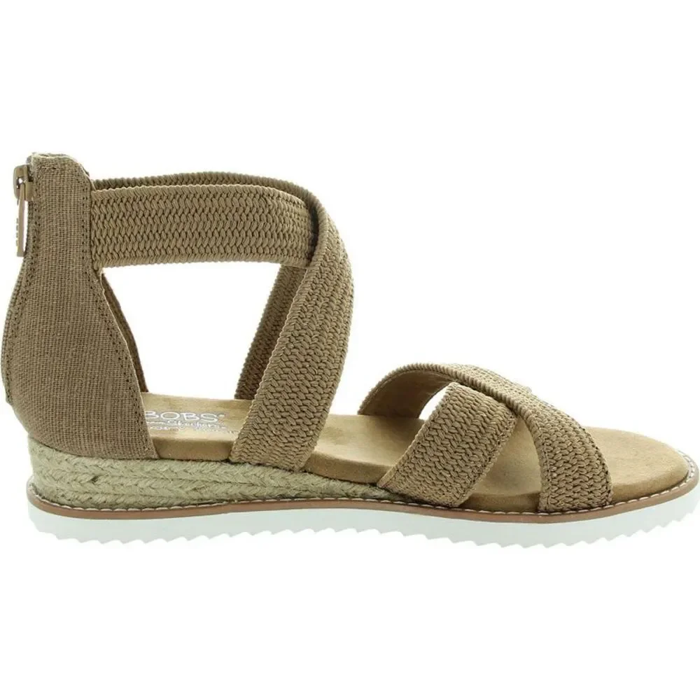 BOBS From Skechers Womens Desert Kiss Tan Woven Strappy Sandals Shoes NWT_2